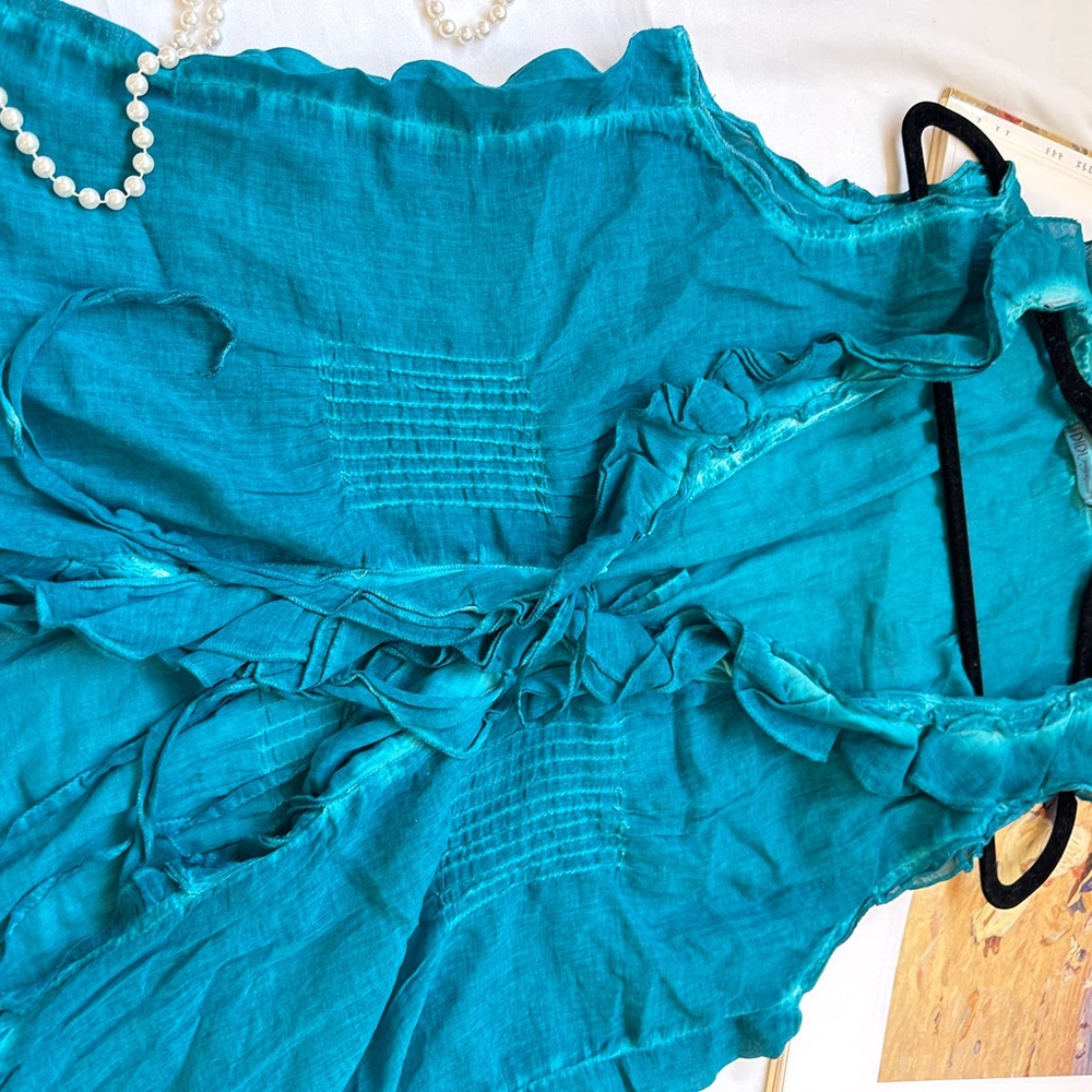 Teal Ruffled Blouse - Picture 13 of 14